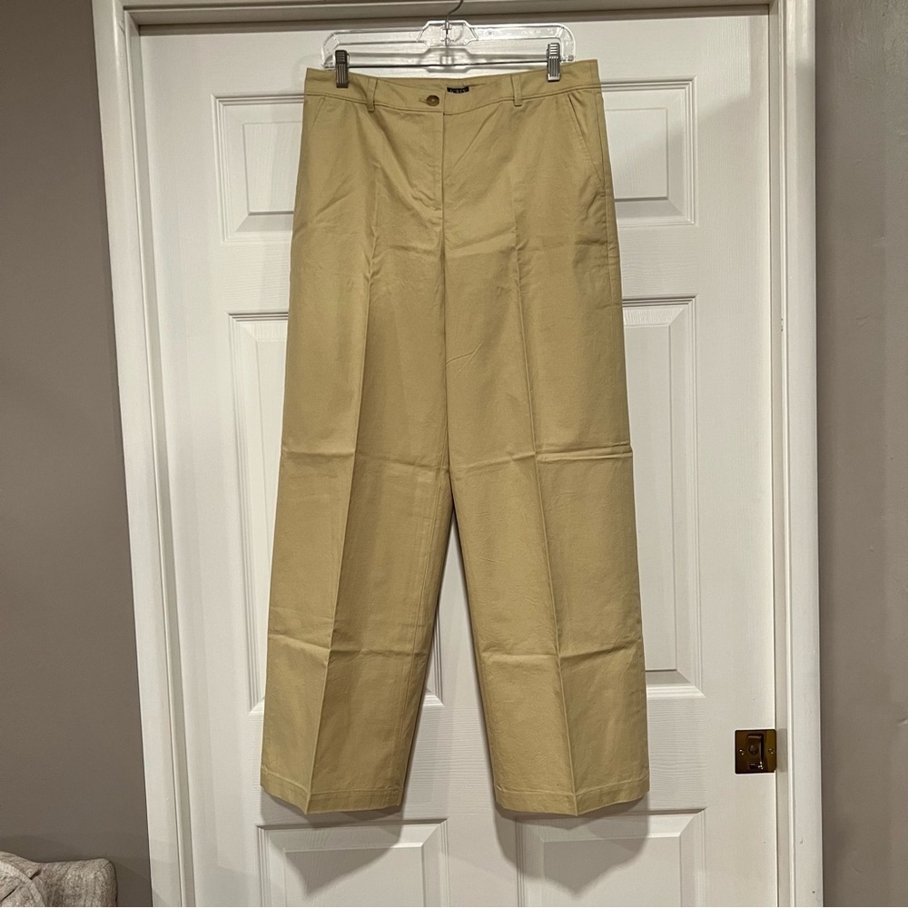 New! J. Crew Full-length wide-leg trouser in cotton blend Tan Khaki Size 10 #L07 - Picture 3 of 13